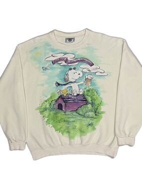 Vtg 90s Lee Peanuts Snoopy England Here we Come crewneck sweatshirt mens large
